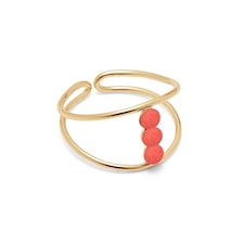 Louise Kragh Ring Microdot Gold Scarlet Red Matt