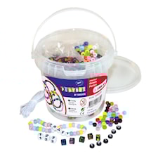 Bokstavperler i bøtte Ca 1000 perler 4 sorter Playbox