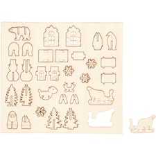 3D-figurer i trä olika julmotiv och storlekar