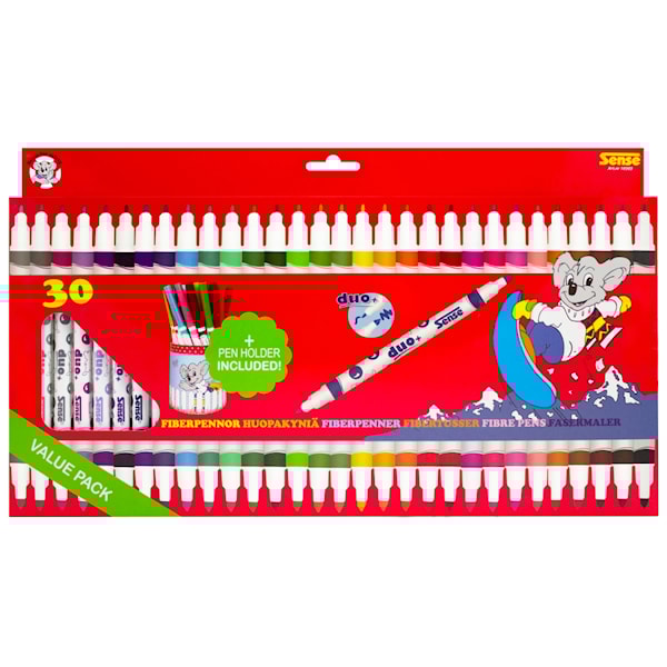 Tusjpenner med dobbel spiss 30-pack Inkl. penneholder Sense