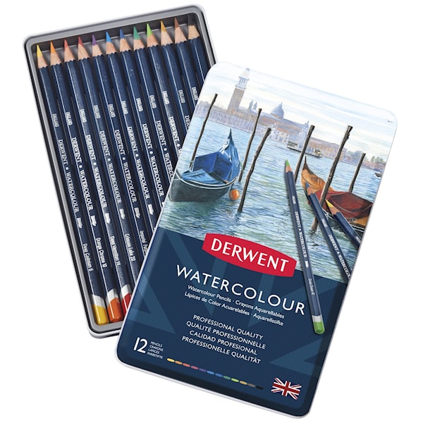 Derwent Watercolour 12 stk tin æske, akvarelblyant
