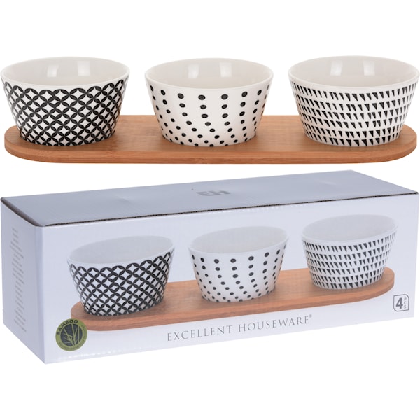 Skål Set 3-pack på Bambplatta Övriga varumärken - fat & serveringsskålar Skål Set 3-pack på Bambplatta Övriga varumärken - fat & serveringsskålar