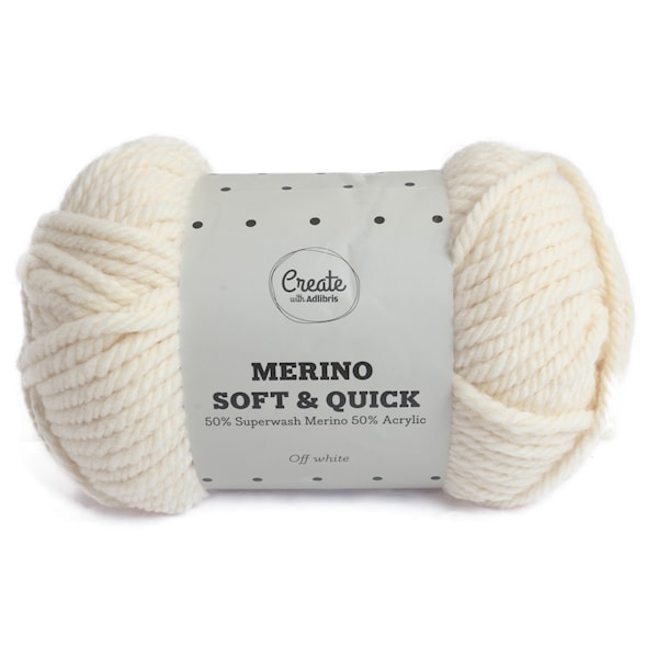Adlibris Merino Soft & Quick Garn Ullmix 150g Off White A155