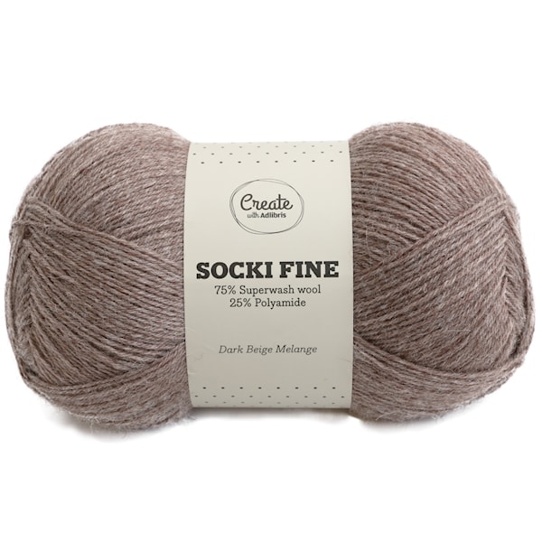 Adlibris Socki Fine 100g Dark Beige Melange A044