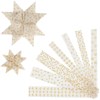 Stjernestrimler, gull, hvit, L: 44+78 cm, B: 15+25 mm, dia. 6,5+11,5 cm, 48 strimler/ 1 pk.