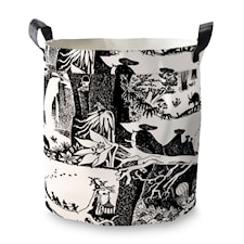 Eventyrmummi Bomull/PVC belegg Lagringskurv Svart/Hvit 30x30