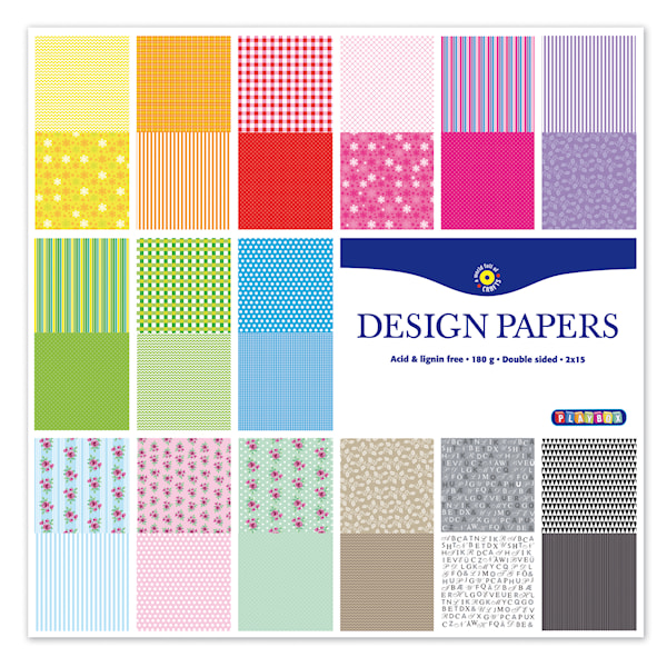 Designblokk 305x305mm, 30 sider, mønster