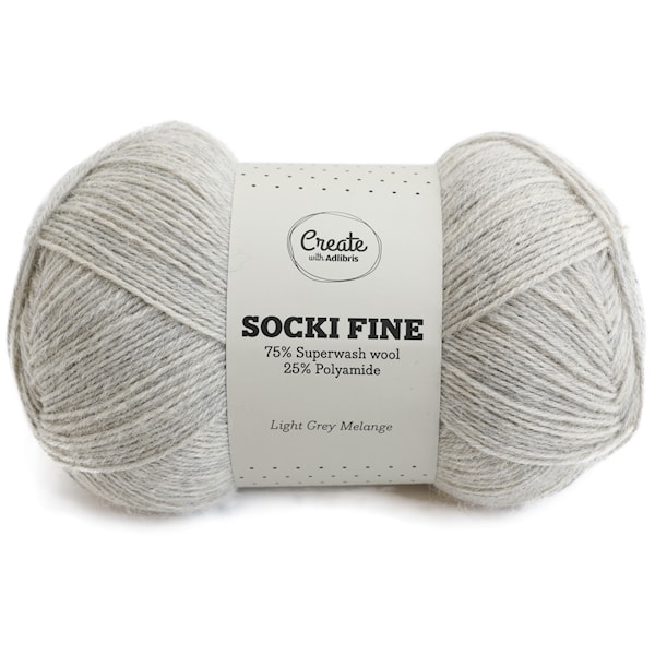 Adlibris Socki Fine 100g Light Grey Melange A049