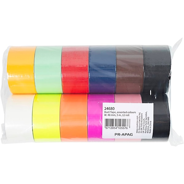 Gaffatape, Ensfarget, B: 48 mm, ass. farger, 12x5 m/ 1 pk.