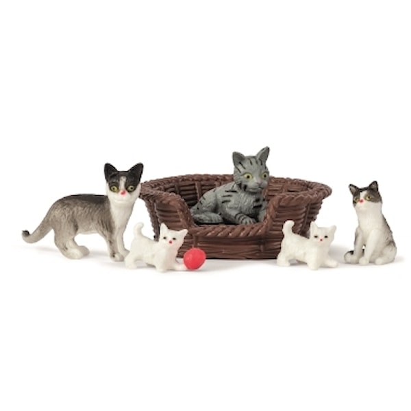 Lundby Dockskåpstillbehör Kattfamilj -  Dukkehustilbehør