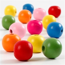 Puuhelmet, halk. 12 mm, aukon koko 2,5-3 mm, ca. 800 kpl, värilajitelma, 500 g/ 1 pss