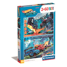 Puslespill 2x60 brikker Hotwheels, Clementoni