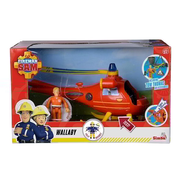 Brannmann Sam Helikopter med Figur Wallaby -  Fly & Helikopter