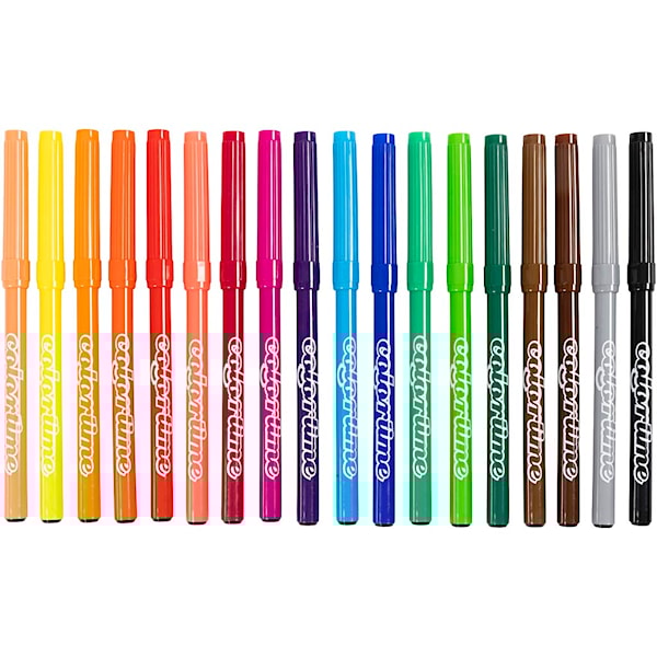 Colortime tusjer, strek 2 mm, ass. farger, 18 stk./ 1 pk.