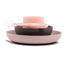 Nattou Soft Silicone Matset 4 delar, Rosa/Aubergine