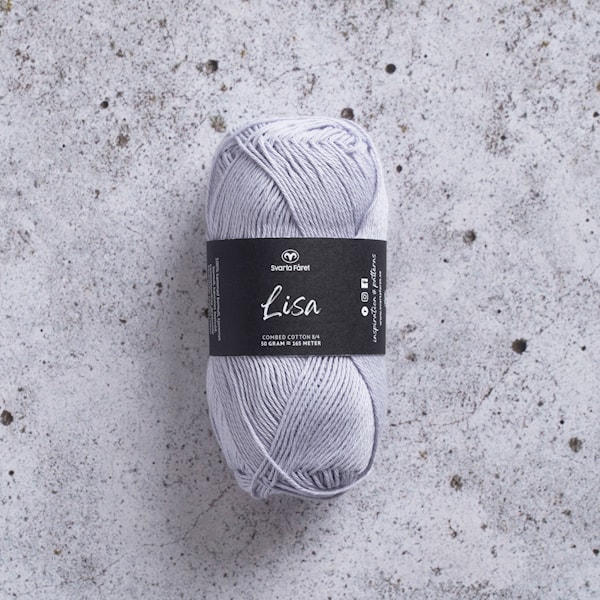 Lisa 8/4 Garn Bomull 50 g Lavender ice 060 Svarta Fåret