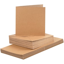 Kort och kuvert Naturfärg 15x15cm 50-pack