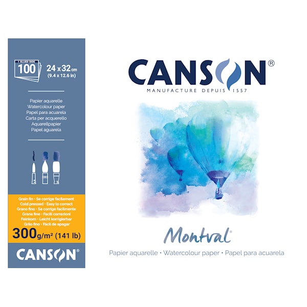 Akvarellblokk Kaldpresset 24x32 cm 300g 100 ark Canson Montval