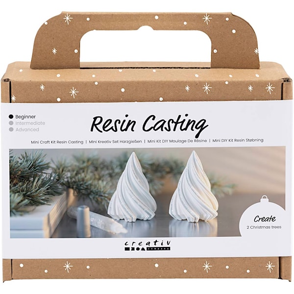 Mini DIY Kit Resin Støping, Juletrær, hvit, 1 pk.
