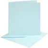 Kort og konvolutter, kort str. 15,2x15,2 cm, konvolutt str. 16x16 cm, 220 g, lys blå, 4 sett/ 1 pk.