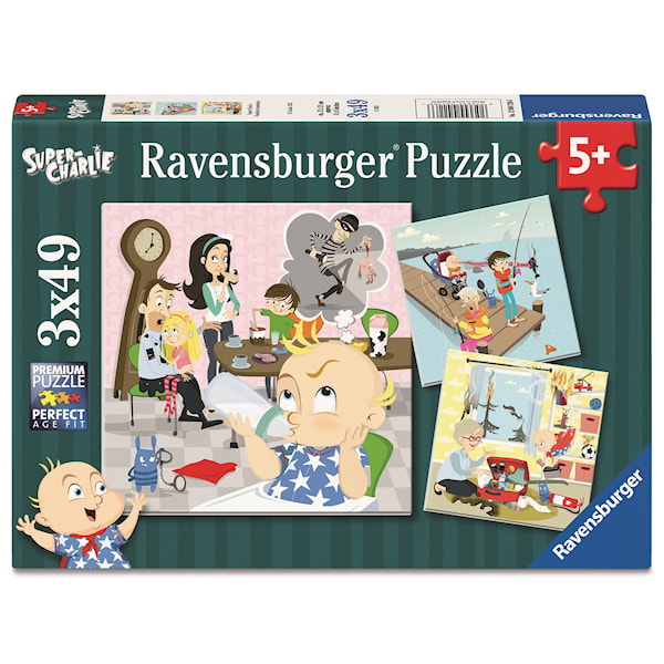Pussel Super Charlie 3x49 bitar, Ravensburger