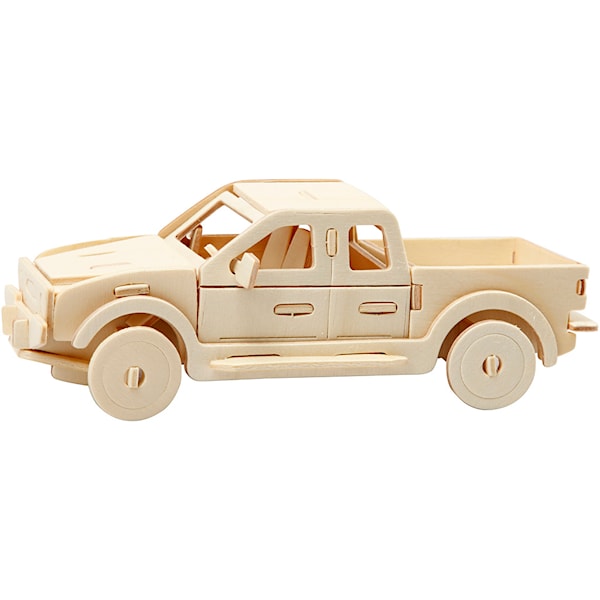 3D konstruksjonsfigur, pickup lastebil, str. 19,5x8x12 cm, 1 stk.