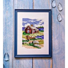 Broderikit Tavla Stugmotiv 18 x 24 Svarta Fåret