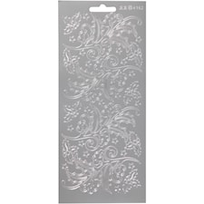 Ääriviivatarra, piikkipaatsamat, arkki 10x23 cm, hopea, 1 ark