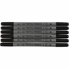 Tekstiilitussit, musta, paksuus 2,3+3,6 mm, 6 kpl/ 1 pkk