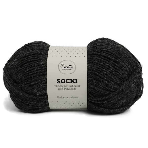 Socki Garn Ensfarget Ullmiks 100 g Dark Grey A048 Adlibris