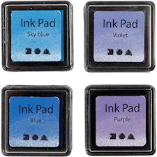 Stämpeldyna, blå, himmelsblå, lila, violet, H: 2 cm, stl. 3,5x3,5 cm, 4 st./ 1 förp.