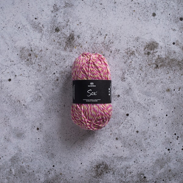 Sox Garn Ullmiks 50 g Rosa/lime/ubleket Svarta Fåret