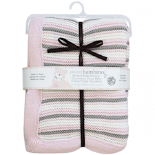 Stickad filt, Randig Rosa, Piccolo Bambino