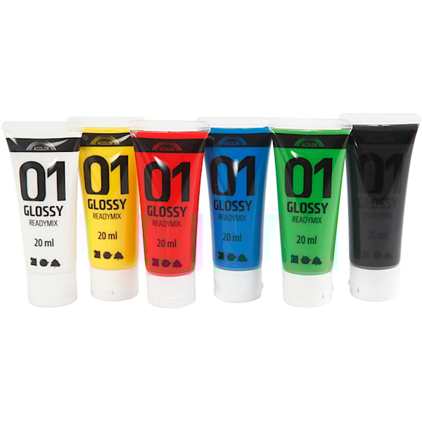 Akrylmaling Blank, standardfarger, 6x20 ml/ 1 pk.
