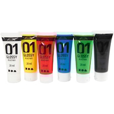 Koulu akryylimaali kiiltävä, kiiltävä, perusvärilajitelma, 6x20 ml/ 1 pkk