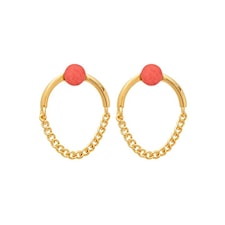 Louise Kragh Örhängen Microdot Gold Scarlet Red Matt