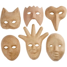 Masker Halloween i Papier-Maché 6-pack