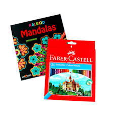 Målarset Mandalas Målarbok + Faber-Castell Färgpennor