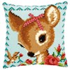 Kirjontapakkaus, ristipisto - Tyynynpäällinen, kuvallinen kangas  Bambi With A Bow 40 x 40 cm Vervaco