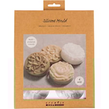 Silikonform Rund med blommönster 6,8 x 2,3 cm, 4-pack