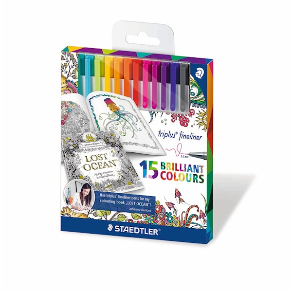 Triplus Fineliner Tuschpenna 15-pack Johanna Basford