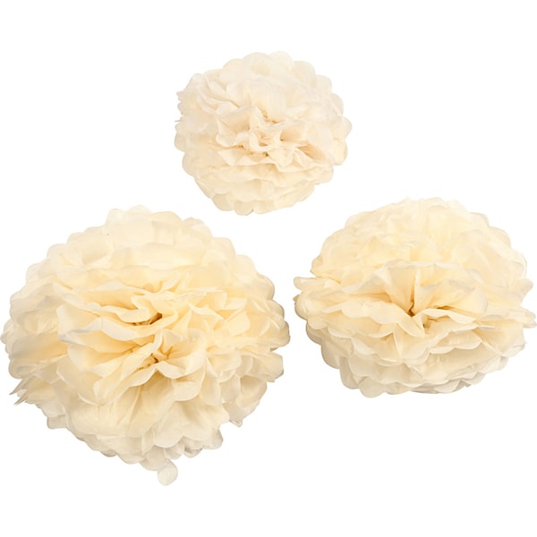 Pompoms Silkespapper 3 st Råvit