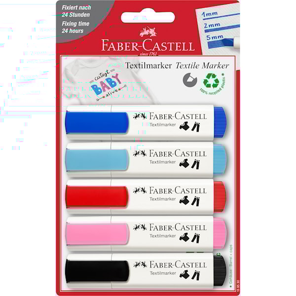 Textilpennor 5 f&auml;rger, Faber-Castell