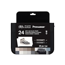 Promarker Set med 24 st Markers "Black & Greys" i en Praktisk Väska