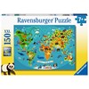 Världskarta Djur Pussel 150 bitar Ravensburger