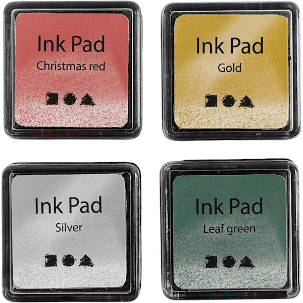 Creativ Company - Stamping ink Gold/Lime Green/Christmas Red/Silver 4 pcs.