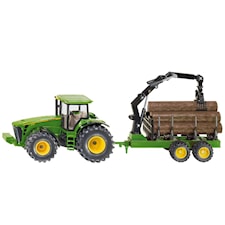 John Deere Traktor med Vagn och Timmerstockar 1:50, Siku