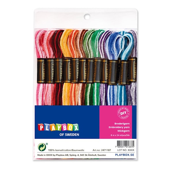 Broderigarn mixade melerade färger Playbox