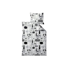 Södahl Magic Forest Påslakanset 100% Ekologisk Bomull 70x100 + 40x45 cm Svart/ Vit