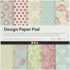 Kuviopaperilehtiö, arkki 15,2x15,2 cm, 120 g, mintunvihreä, violetti, 50 ark/ 1 pkt